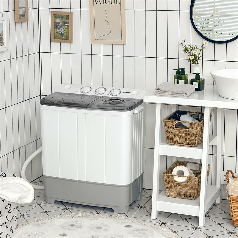 22 lbs Portable Mini Twin Tub Washing Machine 2-in-1 Laundry Washer Dryer Combo-Aldronix