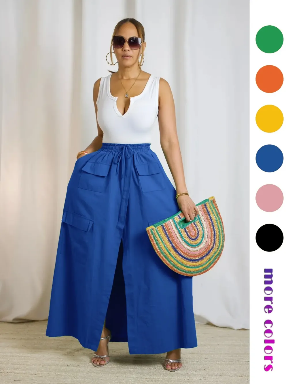 Women's Plain Drawstring High Waist Skirt-Aldronix