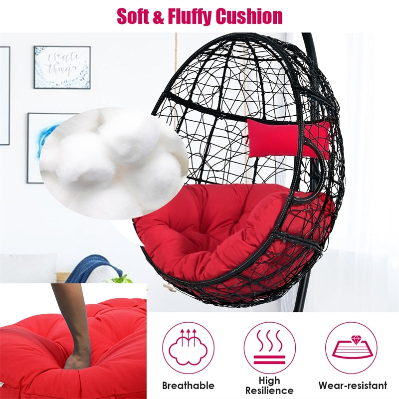 Outdoor Hanging Egg Chair Swing Hammock Chair Set with Stand & Cushion-Aldronix