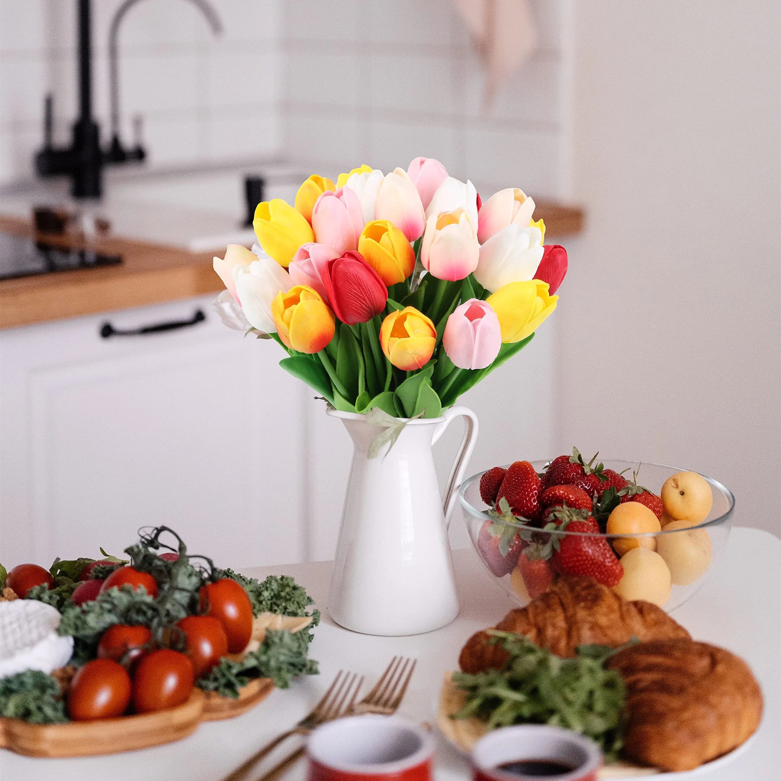 馃挀馃巵 Beautiful Artificial Real Touch Tulip Flower Stems (Bunch of 10)-Aldronix