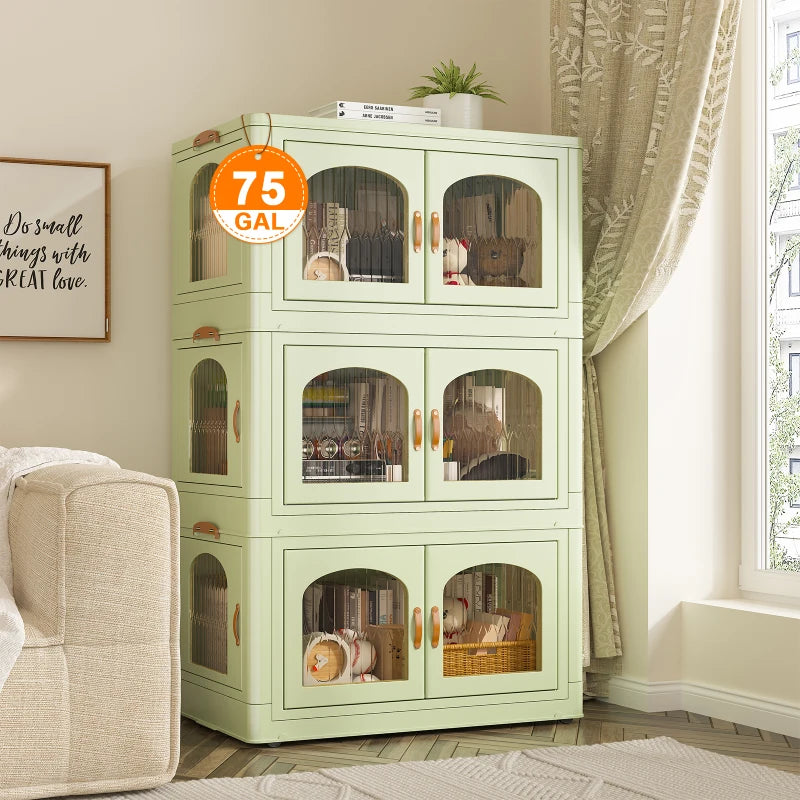 e Stackable Storage Bins with Lids and Wheels, 3PC-Aldronix
