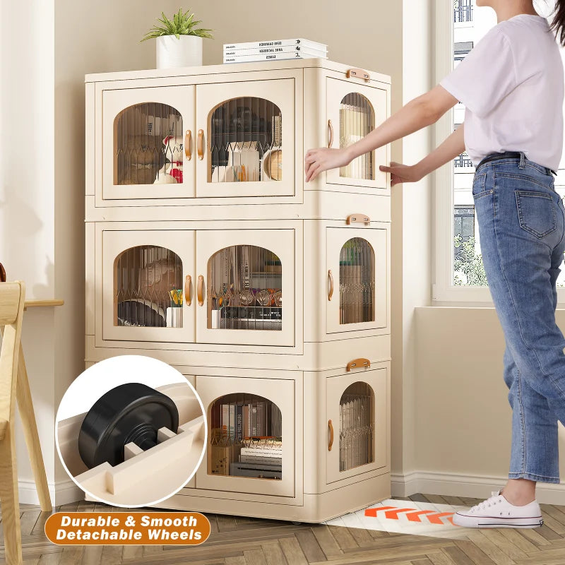 e Stackable Storage Bins with Lids and Wheels, 3PC-Aldronix