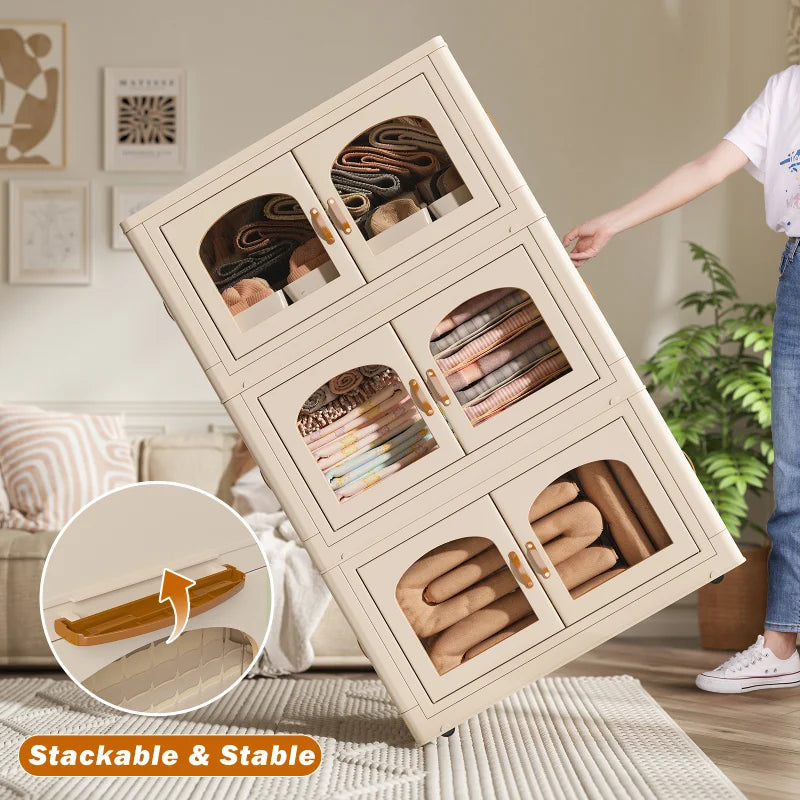e Stackable Storage Bins with Lids and Wheels, 3PC-Aldronix