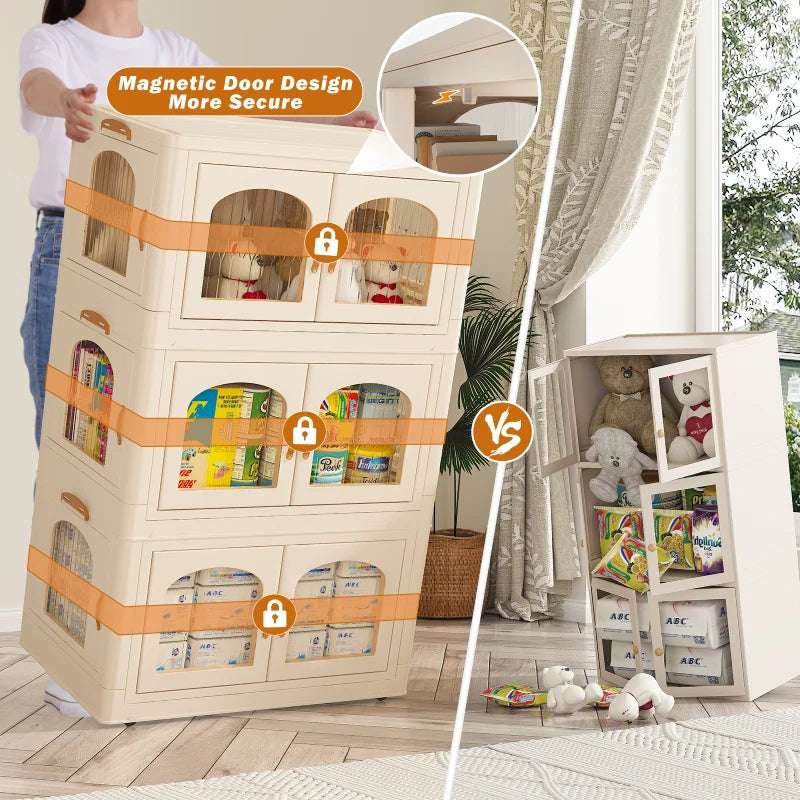 e Stackable Storage Bins with Lids and Wheels, 3PC-Aldronix