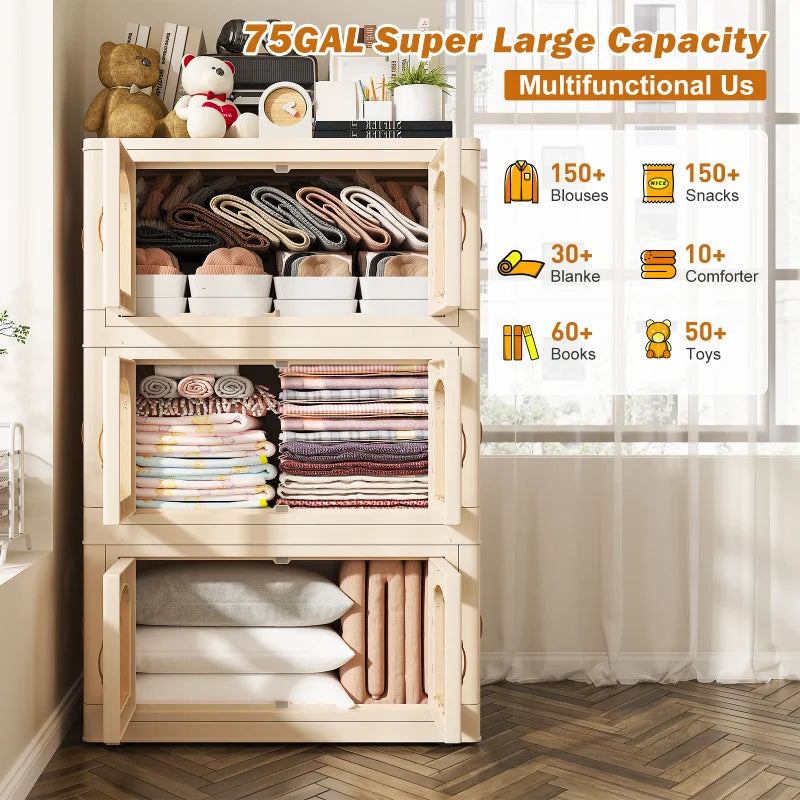e Stackable Storage Bins with Lids and Wheels, 3PC-Aldronix