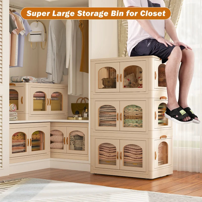 e Stackable Storage Bins with Lids and Wheels, 3PC-Aldronix