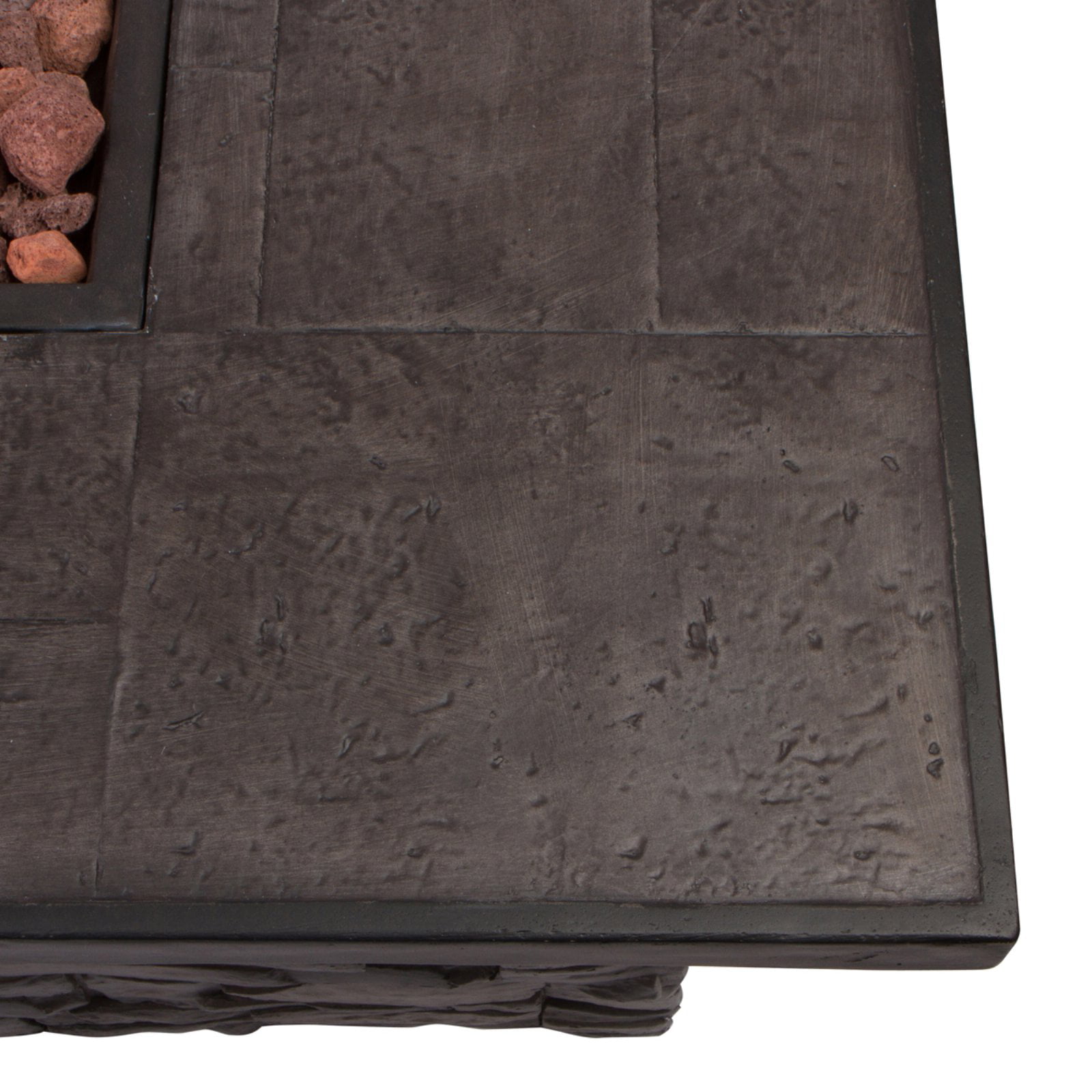 35 in. Round Outdoor Fire Pit Table - Stone-Aldronix