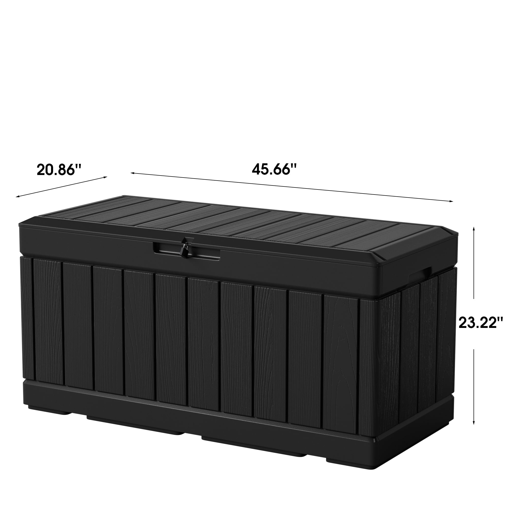 82 Gallon Outdoor Storage in Resin Deck Box 45.66in Width Lockable Deck Box, Black-Aldronix