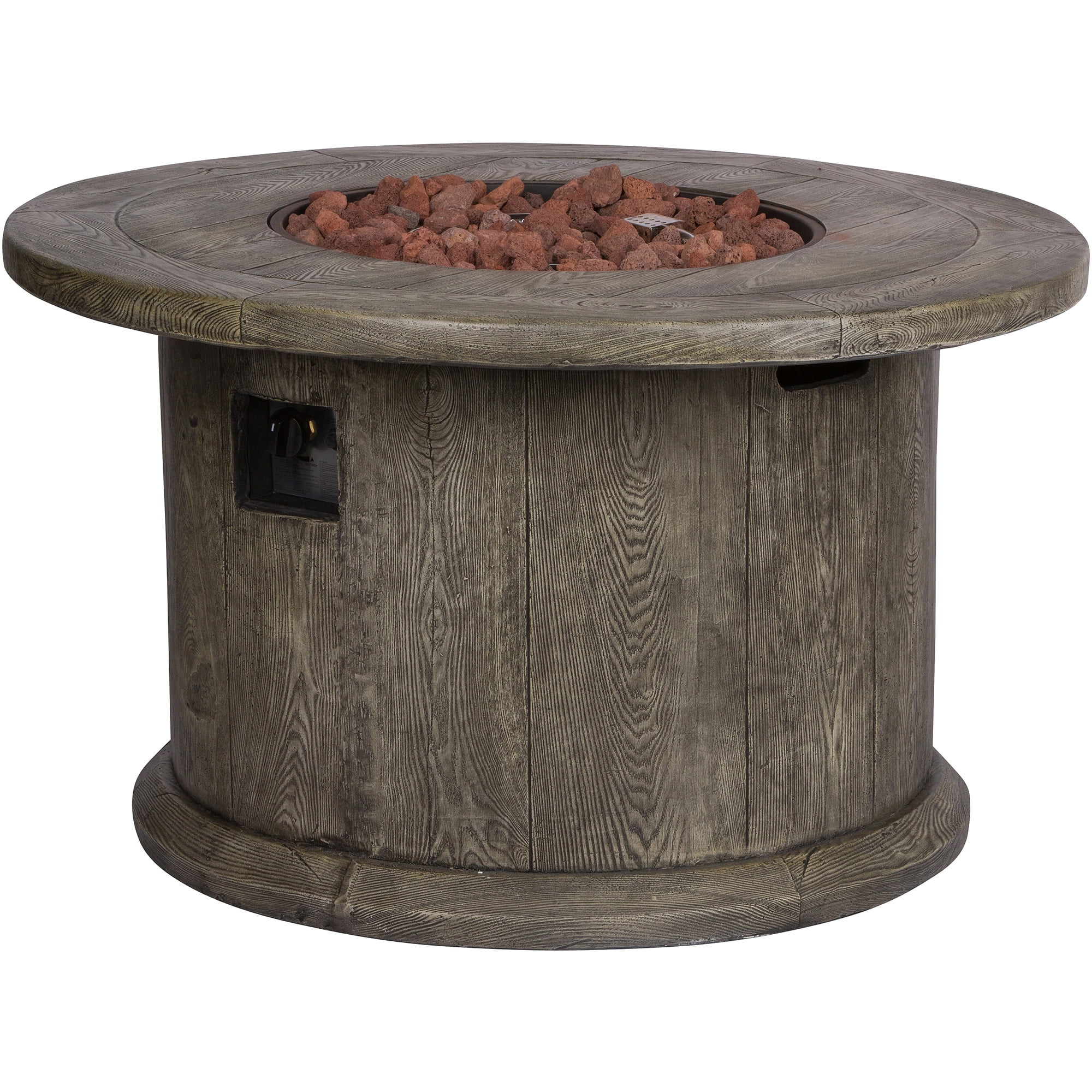 35 in. Round Outdoor Fire Pit Table - Stone-Aldronix