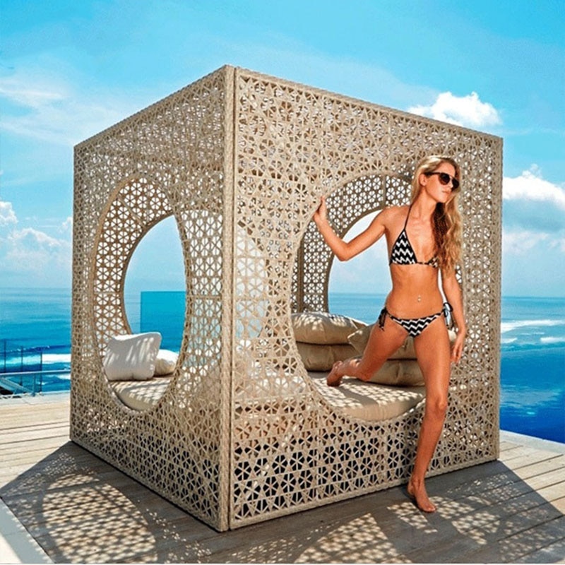 Outdoor Rattan Bed Sofa Garden Courtyard Balcony  Lounge Chair Leisure Swimming Pool Lazy    Furniture-Aldronix