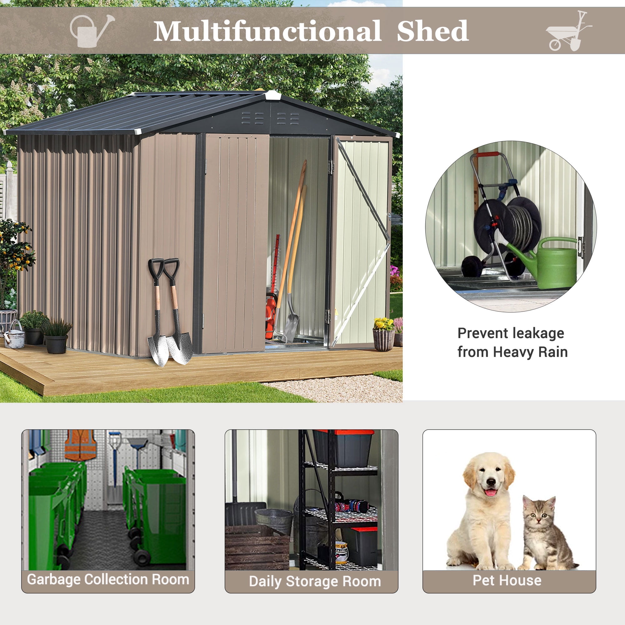 6' x 4' Outdoor Metal Storage Shed, Tools Storage Shed-Aldronix