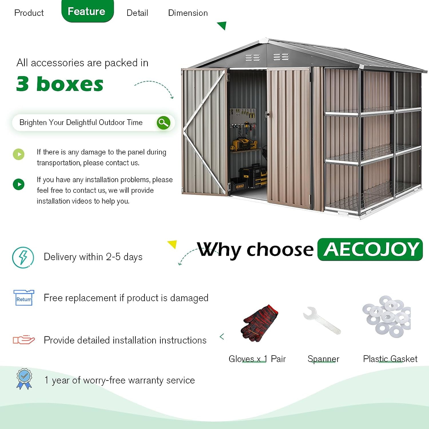 6' x 6' Outdoor Storage Shed with Rack & Shelves Metal Utility Tool Shed for Backyard & Garden-Aldronix