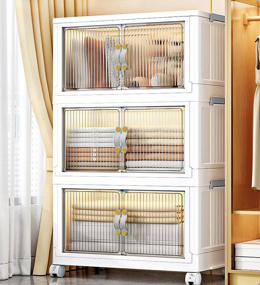Clearance Offer  Stackable Storage Bins with Lids and Doors-Aldronix