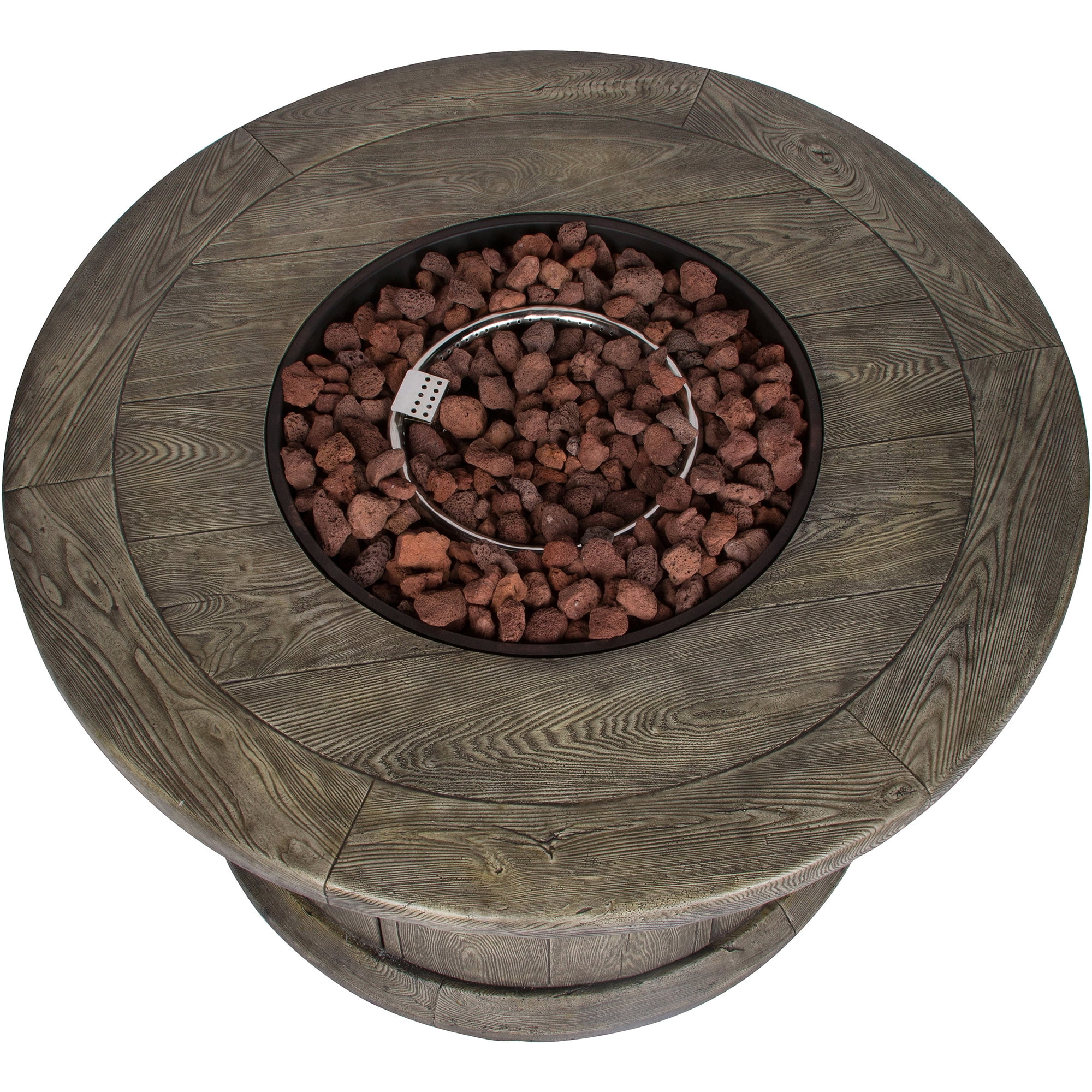 35 in. Round Outdoor Fire Pit Table - Stone-Aldronix
