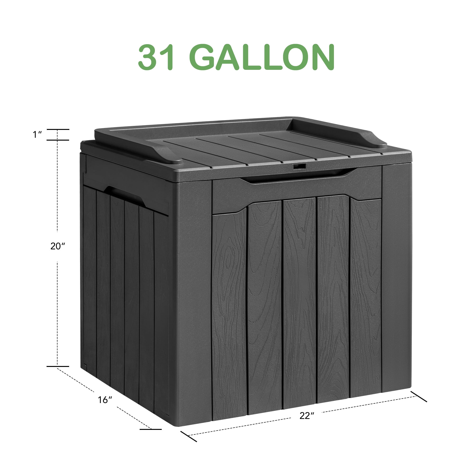 31 Gallon Outdoor Deck Box In Resin with Seat, Light Coffee-Aldronix