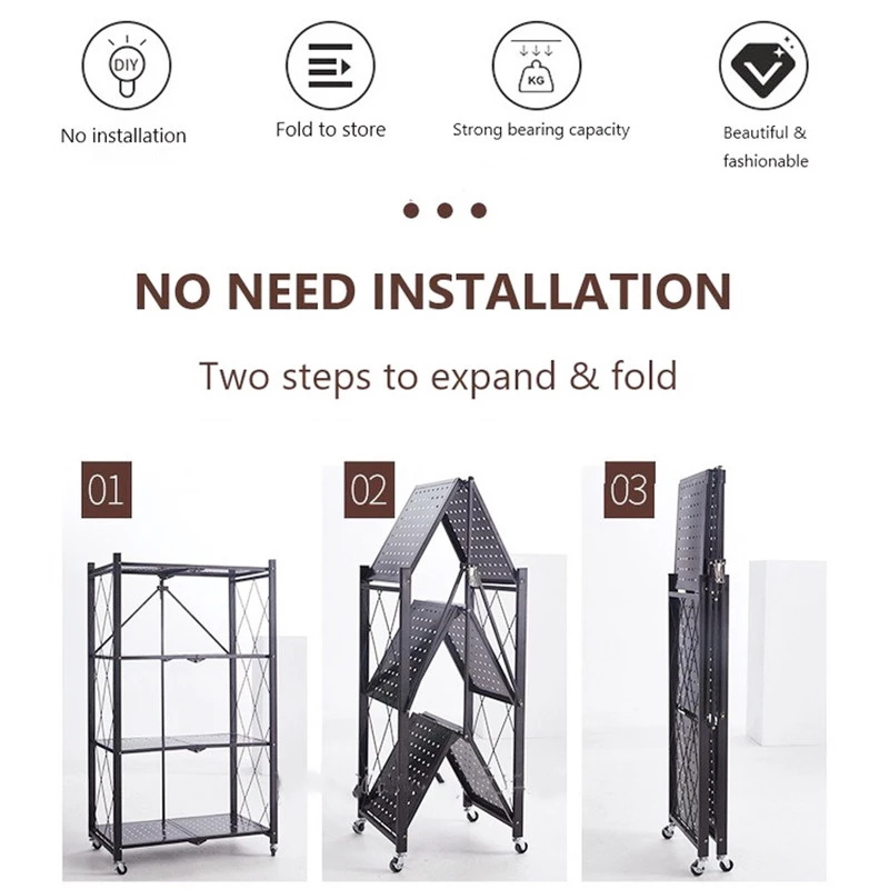 Today Only $39.99  3/4/5-Tier Foldable Rack with Wheel Carbon Steel-Aldronix