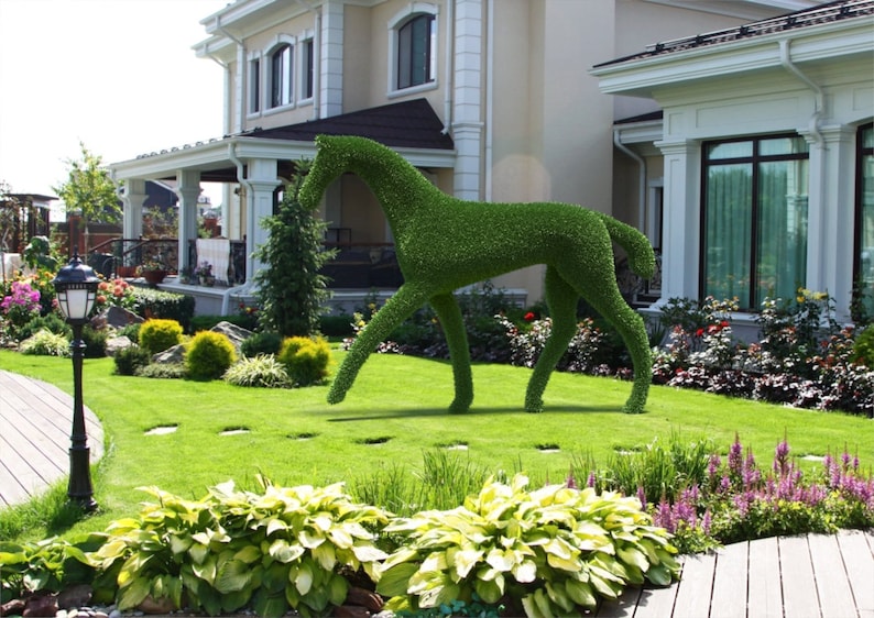 Outdoor Animal Horse Topiary Green Figures covered in Artificial Grass great for Home, Gardens or Business-Aldronix