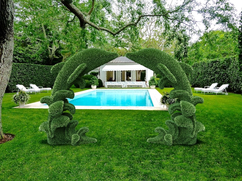 Outdoor Animal Dolphin Riding Waves Topiary Green Figures covered in Artificial Grass great for Home, Gardens or Business-Aldronix