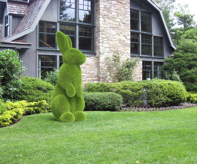Outdoor Animal Large Rabbit Topiary Green Figures covered in Artificial Grass Landscaping Sculpture great for Home, Gardens, Parks, Business-Aldronix
