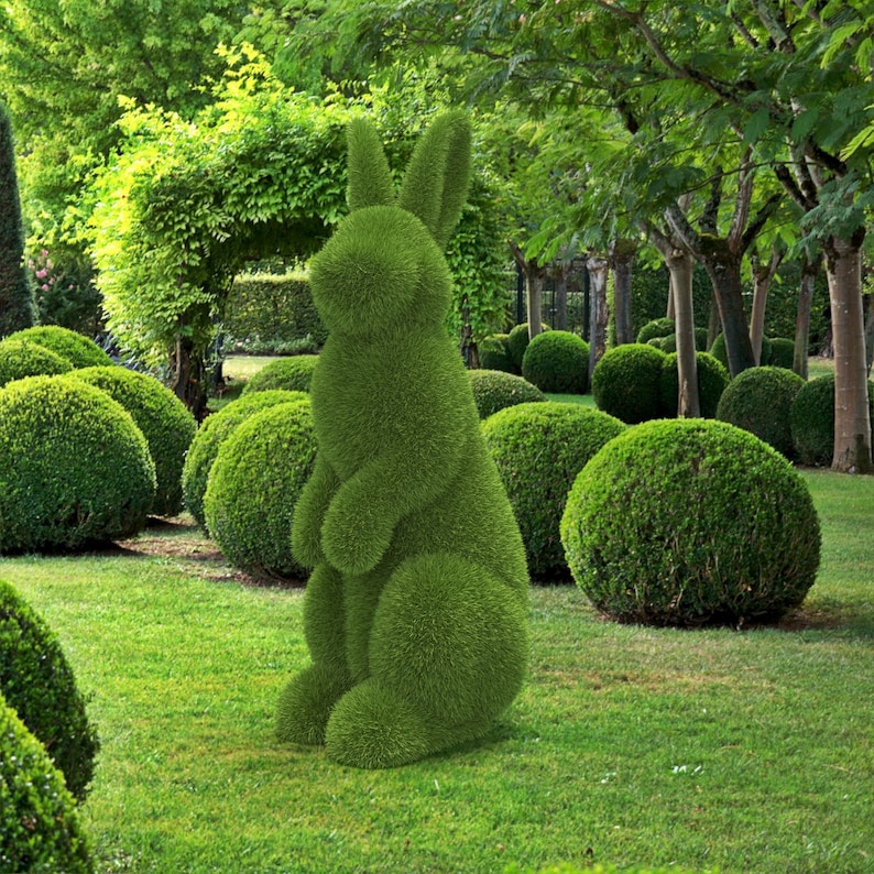Outdoor Animal Large Rabbit Topiary Green Figures covered in Artificial Grass Landscaping Sculpture great for Home, Gardens, Parks, Business-Aldronix