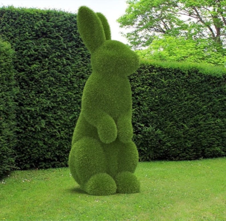 Outdoor Animal Large Rabbit Topiary Green Figures covered in Artificial Grass Landscaping Sculpture great for Home, Gardens, Parks, Business-Aldronix