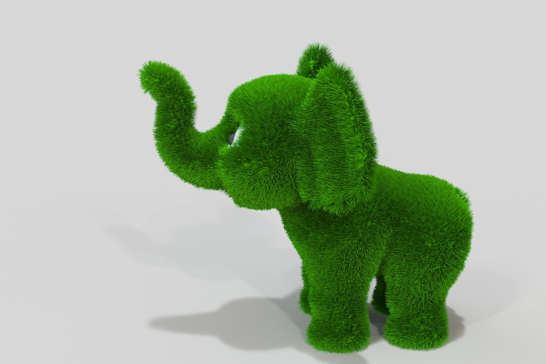 Outdoor Cartoon Baby Elephant Topiary Green Figures covered in Artificial Grass Landscaping Sculpture great for Home, Gardens or Business-Aldronix