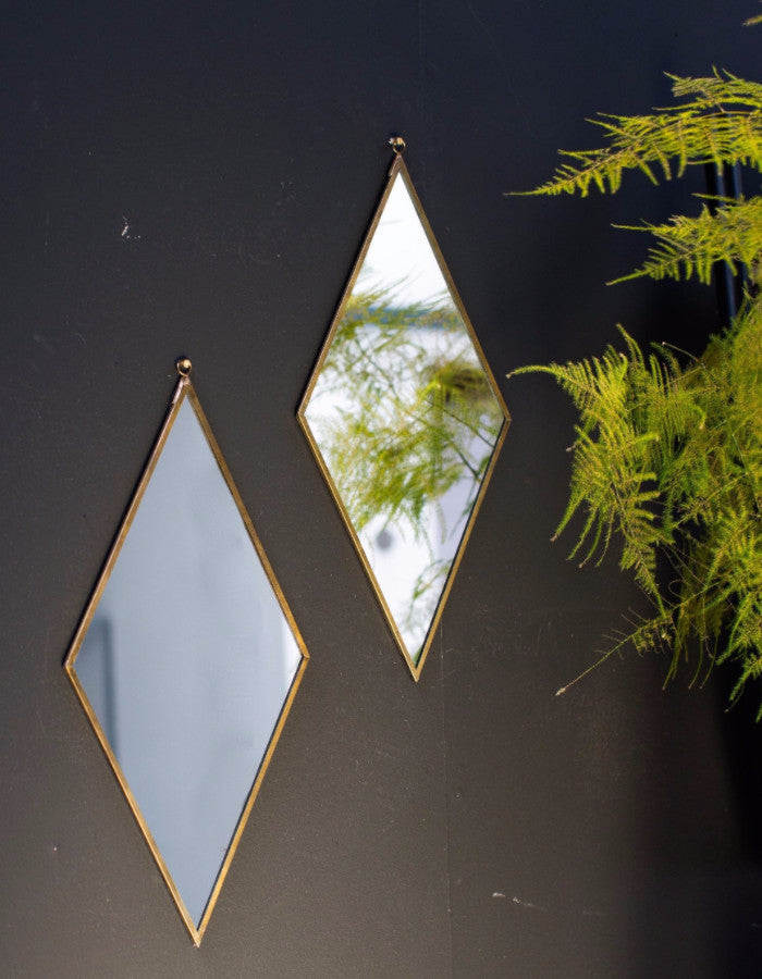 Antique Brass Diamond Mirror-Aldronix