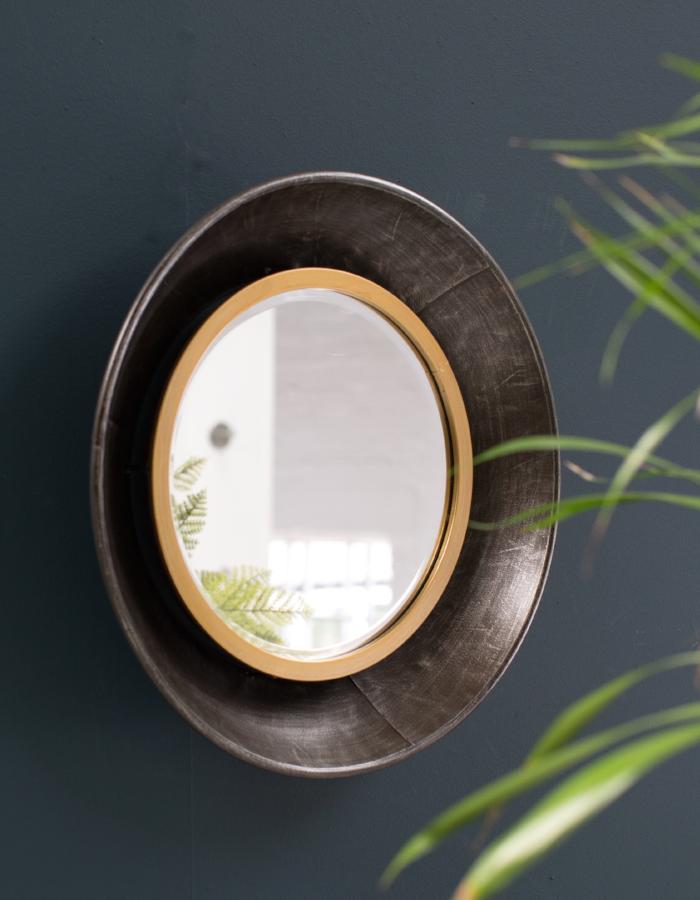 Bevel Edged Blackened Mirror With A Gold Edge-Aldronix