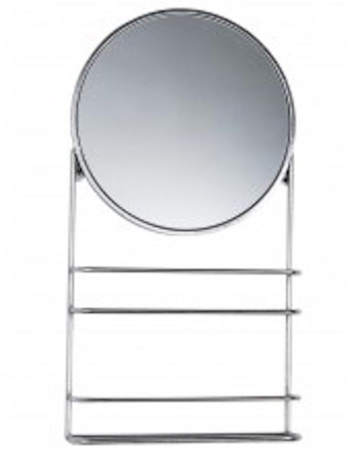 Gold or Silver Circular Wall Mirror with Shelves-Aldronix