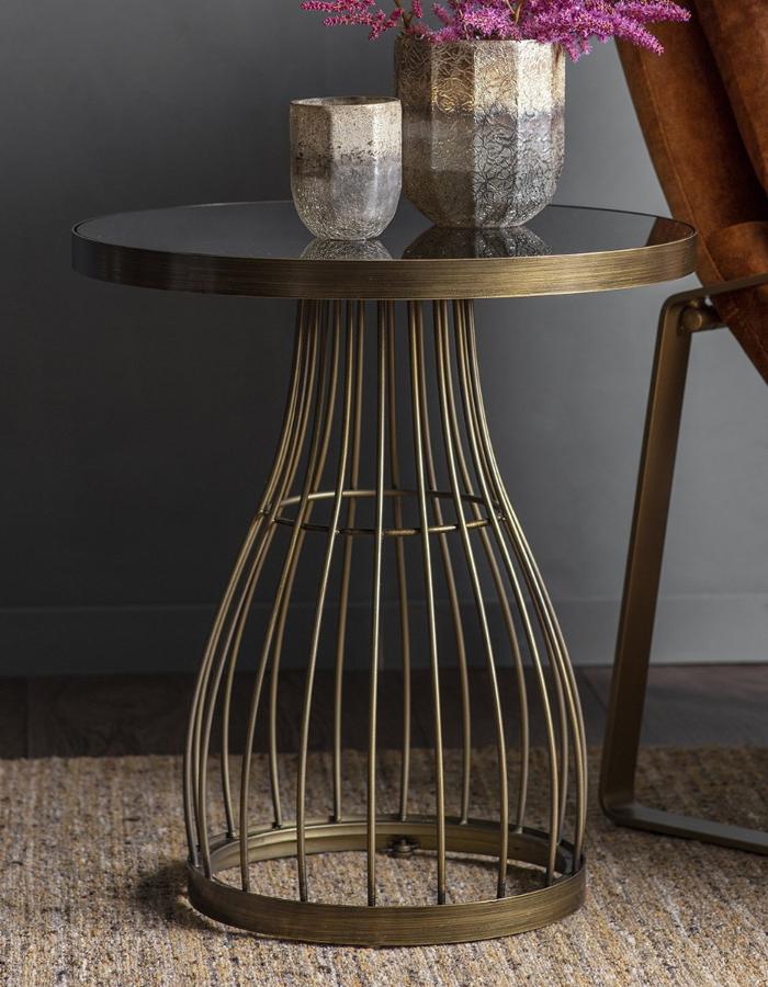 Southgate Bronzed Round Side Table With Smoked Glass Top-Aldronix