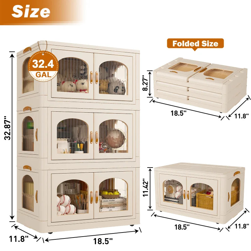 e Stackable Storage Bins with Lids and Wheels, 3PC-Aldronix