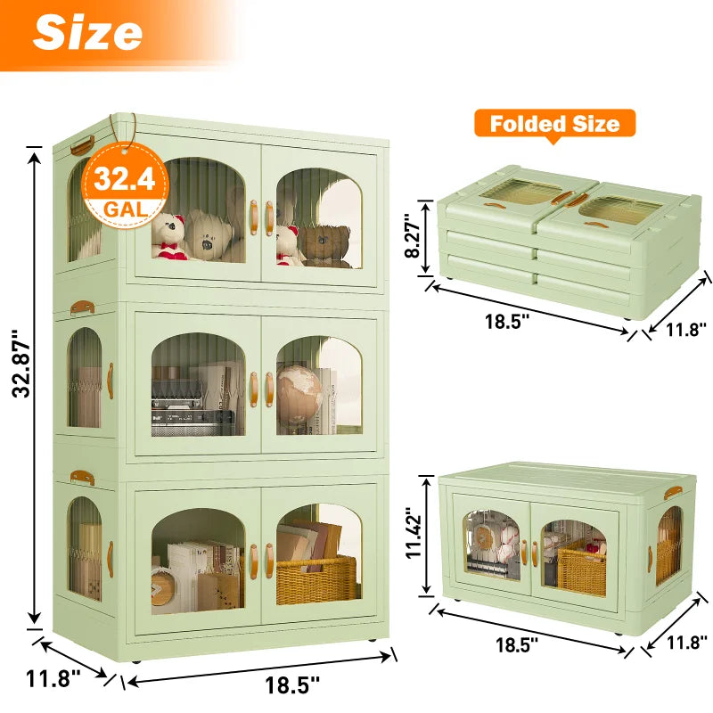 e Stackable Storage Bins with Lids and Wheels, 3PC-Aldronix