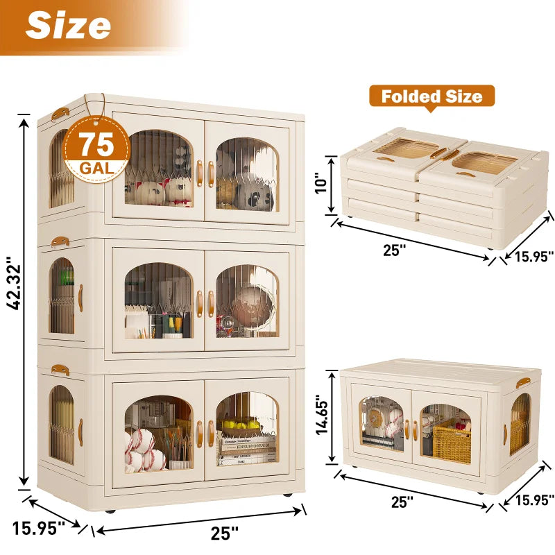 e Stackable Storage Bins with Lids and Wheels, 3PC-Aldronix