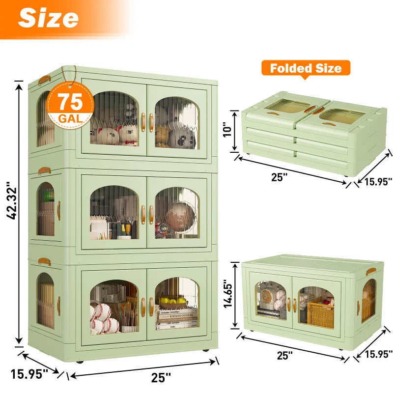 e Stackable Storage Bins with Lids and Wheels, 3PC-Aldronix