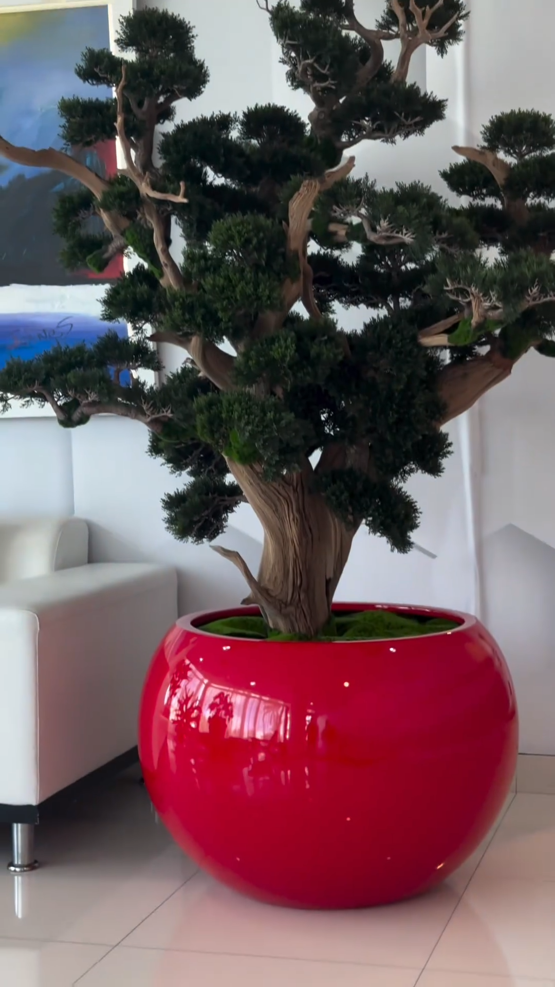 7ft Indoor Artificial Plants( With Flower Pots)-Red-Aldronix