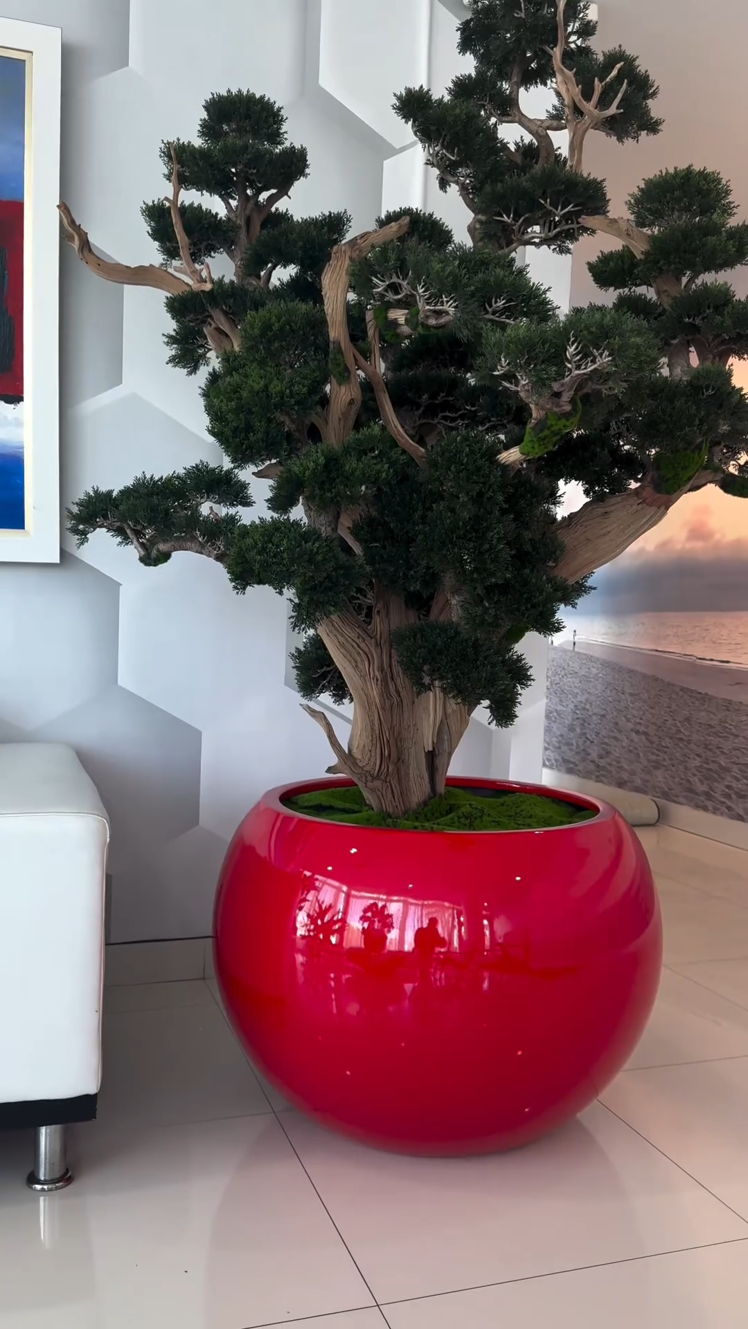 7ft Indoor Artificial Plants( With Flower Pots)-Red-Aldronix
