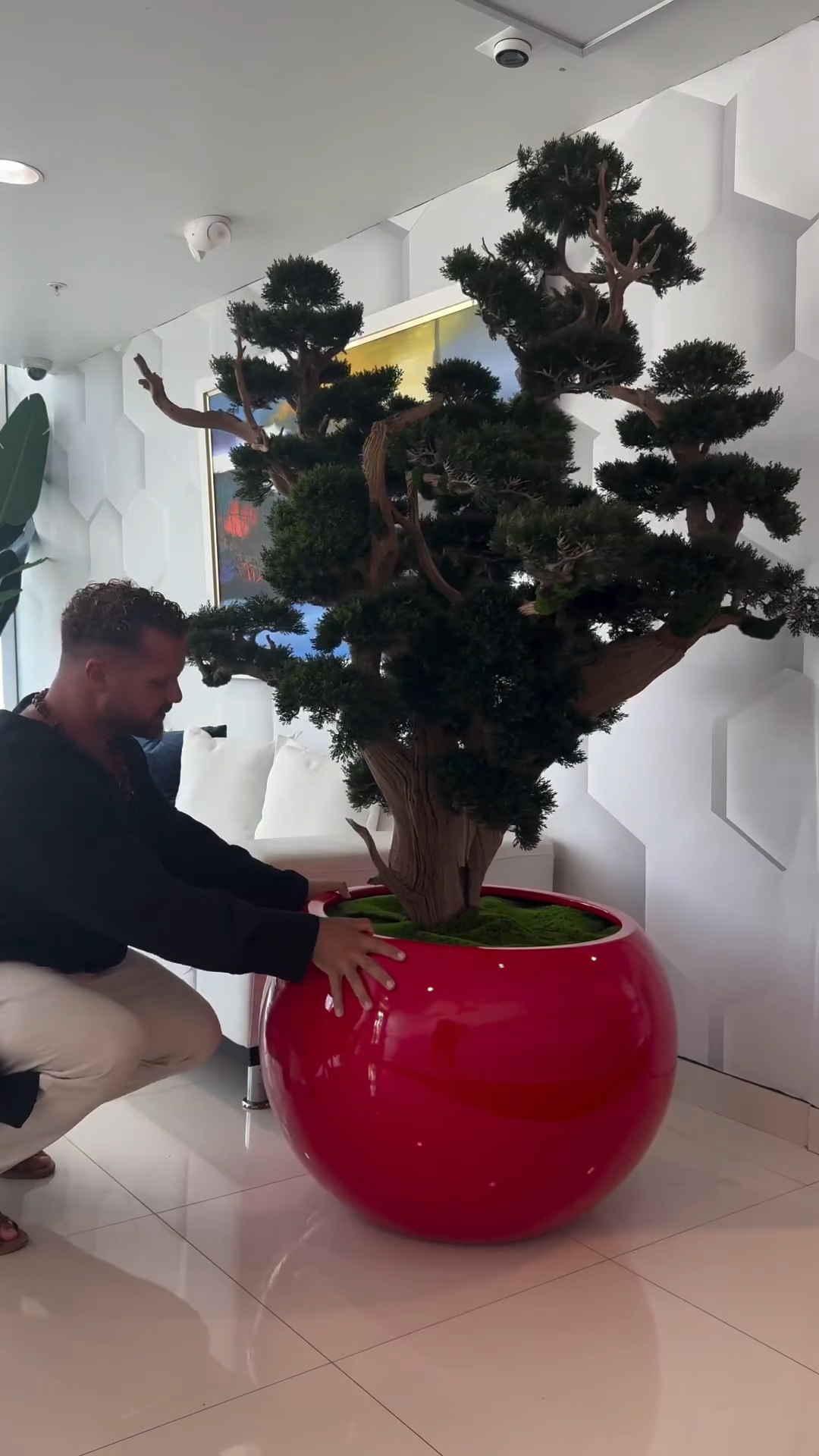 7ft Indoor Artificial Plants( With Flower Pots)-Red-Aldronix
