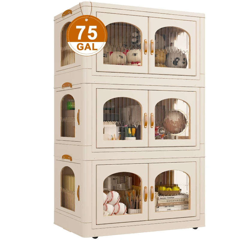 e Stackable Storage Bins with Lids and Wheels, 3PC-Aldronix