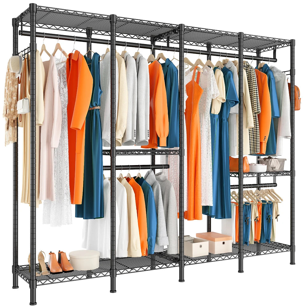 900lbs Adjustable Metal Clothing Rack Heavy Duty with Hooks-Aldronix