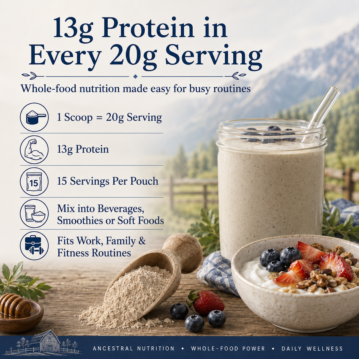 Organised Grass-Fed Beef Organ Protein Powder with Collagen & Colostrum, 13g Protein, Freeze-Dried Liver, Heart, Kidney, Lung & Spleen, Whole Food Blend, 15 Servings, 300g