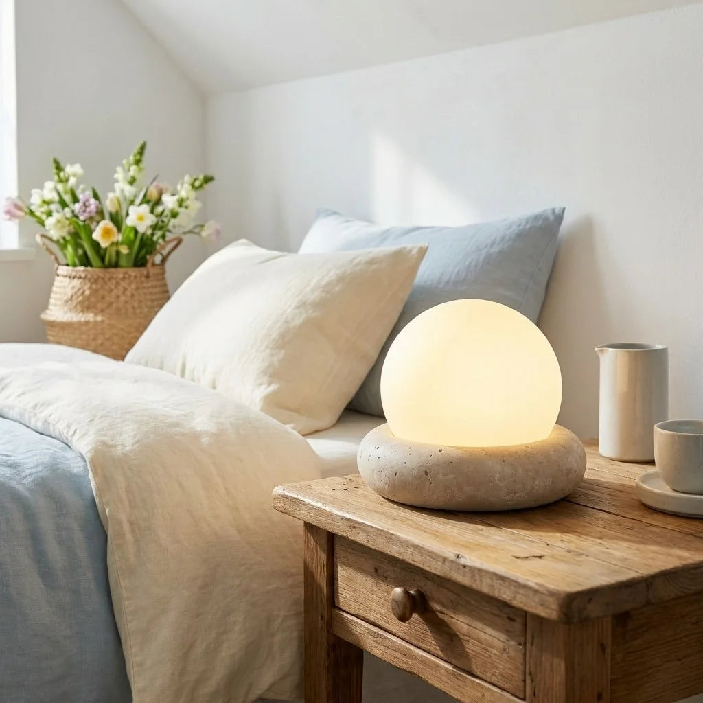 Greta Wabi-sabi LED Travertine Globe Table Lamp11.webp__PID:b086cda2-c248-4c3f-8fdb-d71e8b83beda