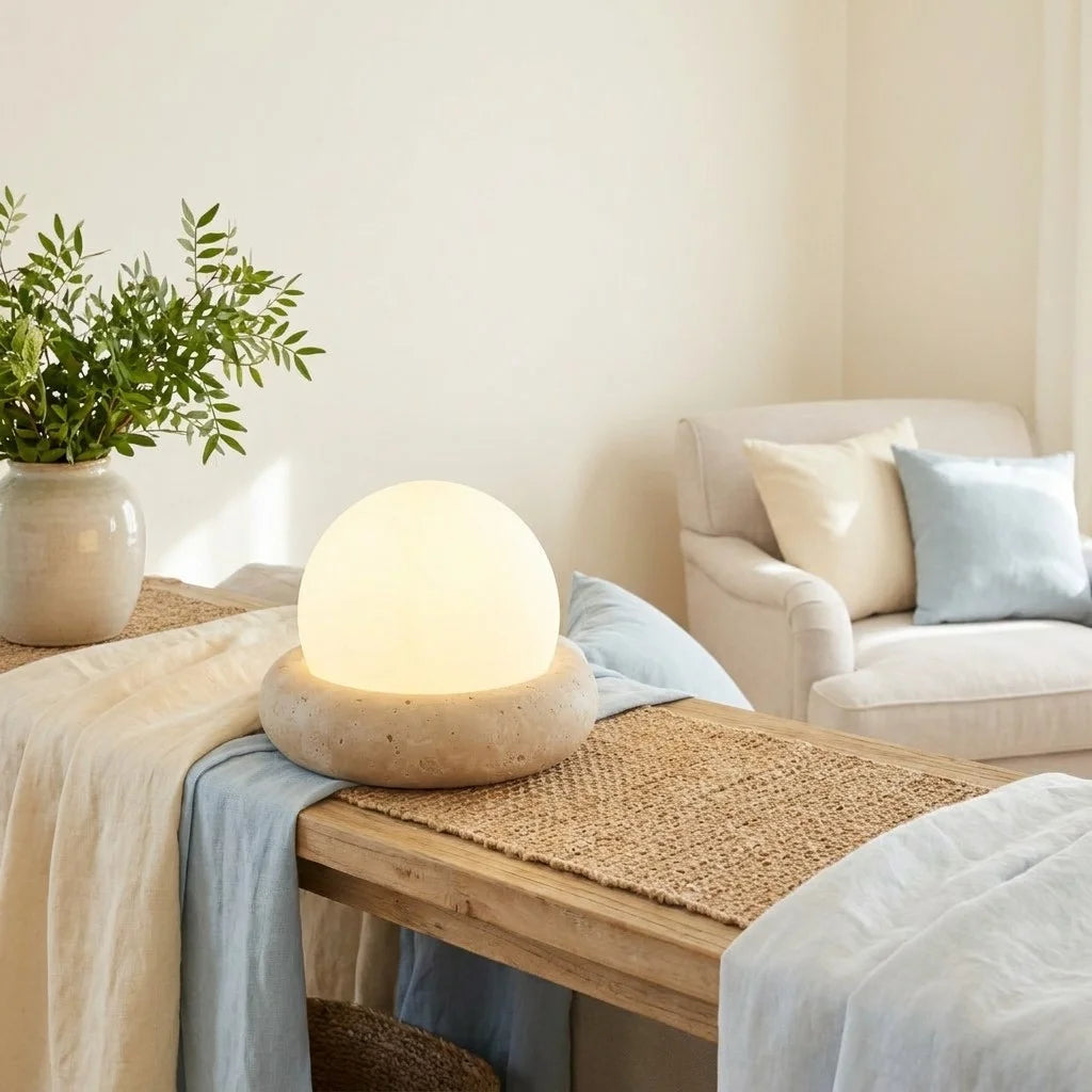 Greta Wabi-sabi LED Travertine Globe Table Lamp14.webp__PID:a2c2482c-3f8f-4bd7-9e8b-83beda154005