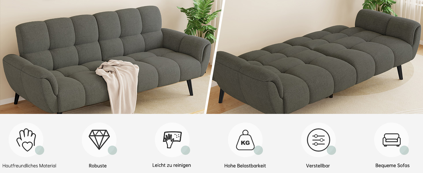 Convertible Folding Sofa Bed  3 Seater Living Room Sofa Bed