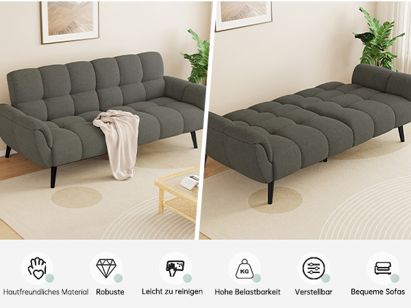 Convertible Folding Sofa Bed  3 Seater Living Room Sofa Bed