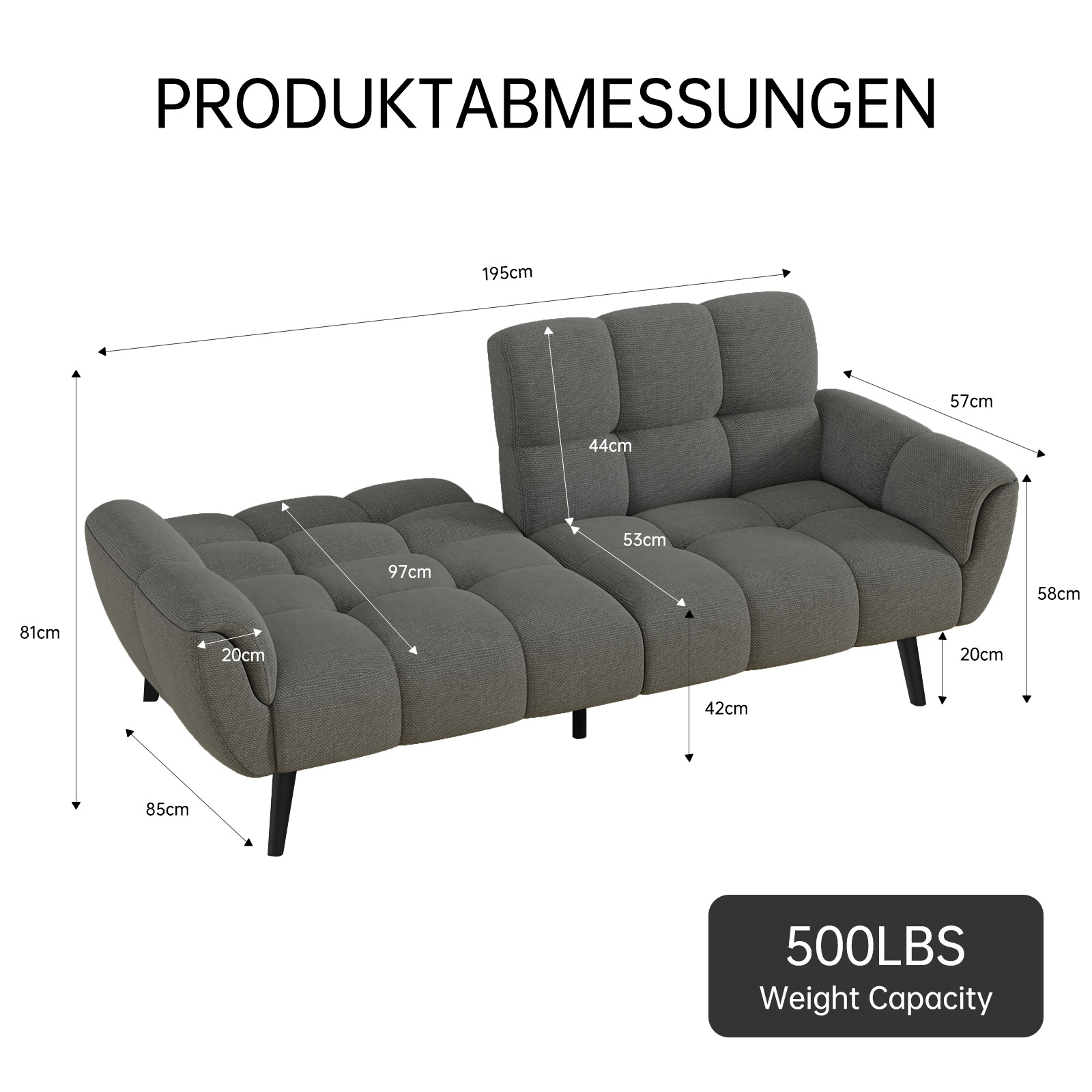 Convertible Folding Sofa Bed  3 Seater Living Room Sofa Bed