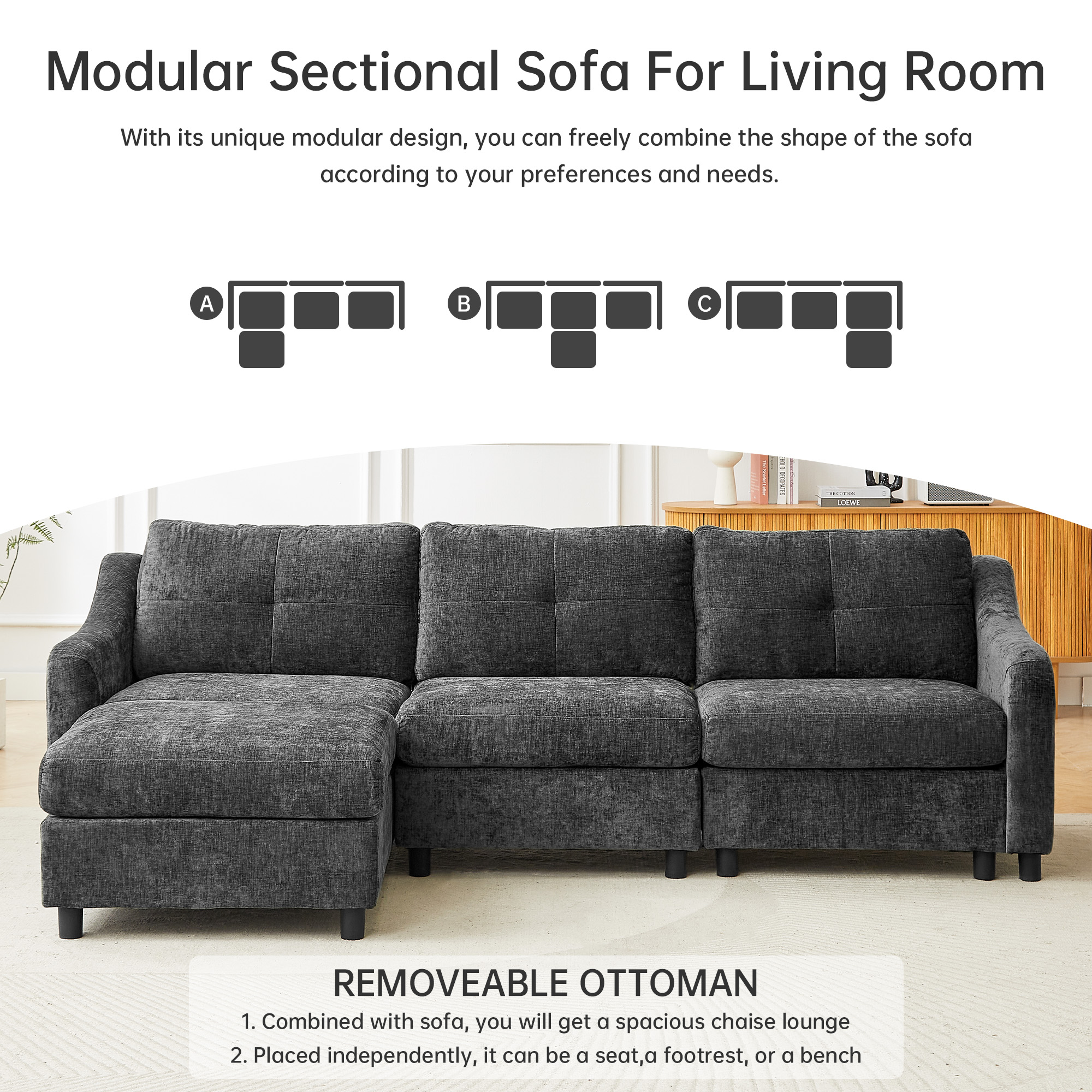 Upholstered Modern Comfort Modular Sofa