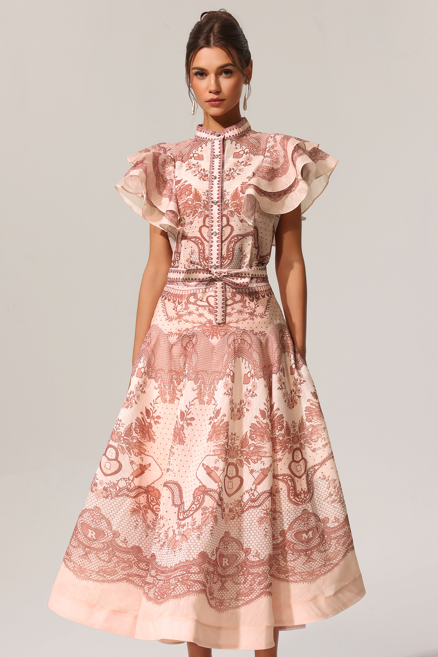 Kimivi Sleeveless Floral Printed Shirt Two-Piece Set