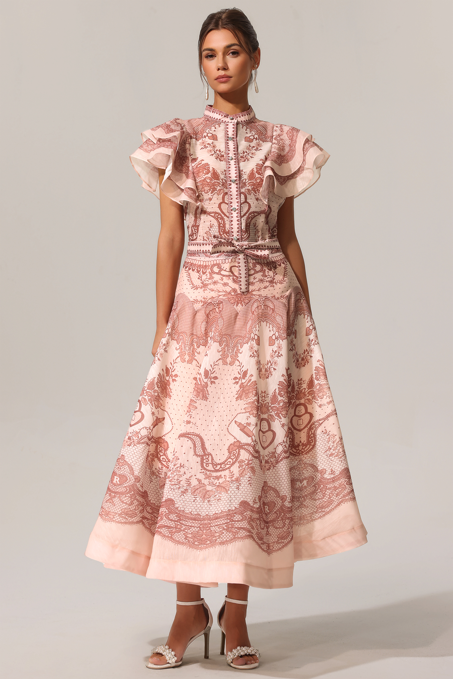 Kimivi Sleeveless Floral Printed Shirt Two-Piece Set