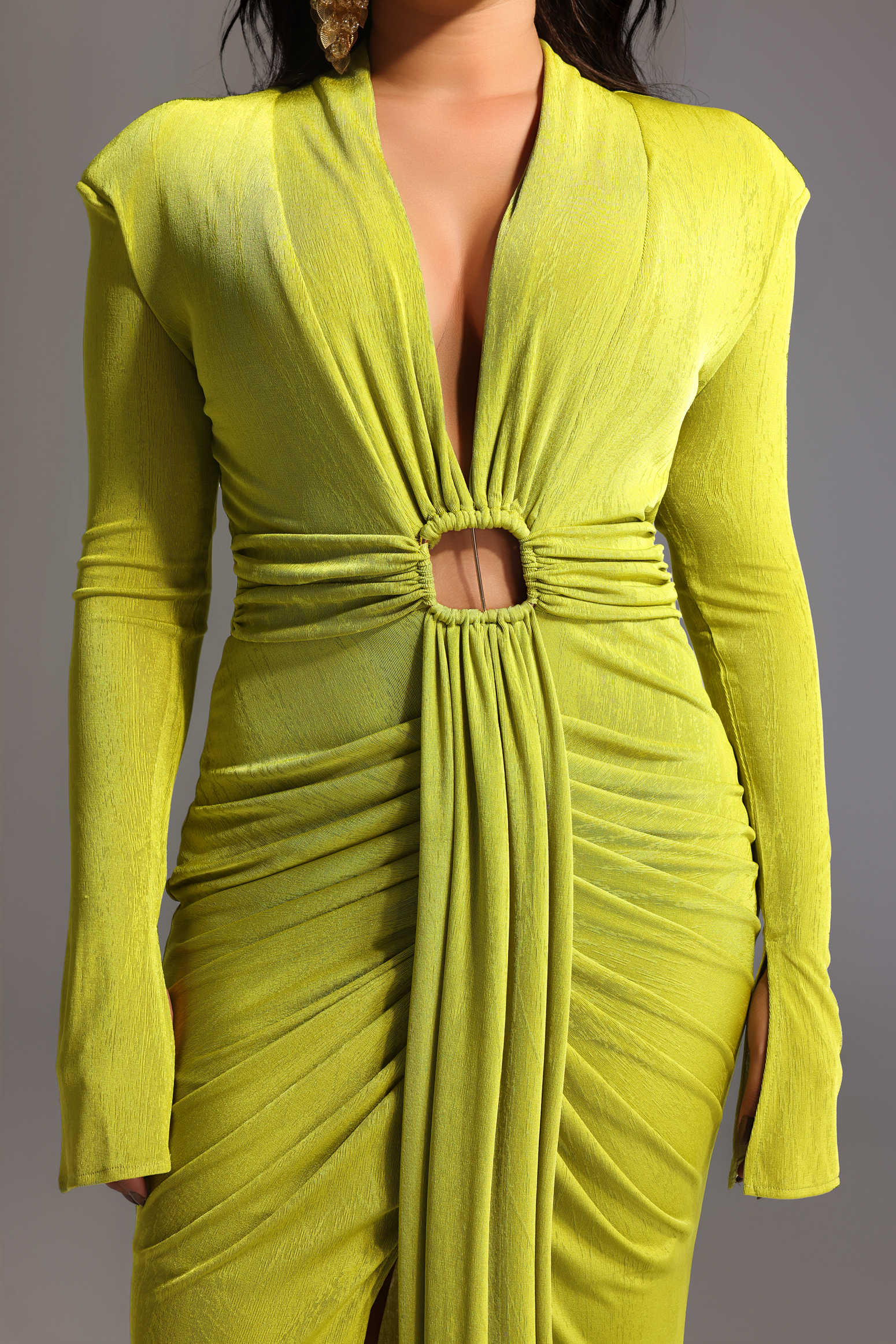 Naomi V-neck Long Sleeves Maxi Dress