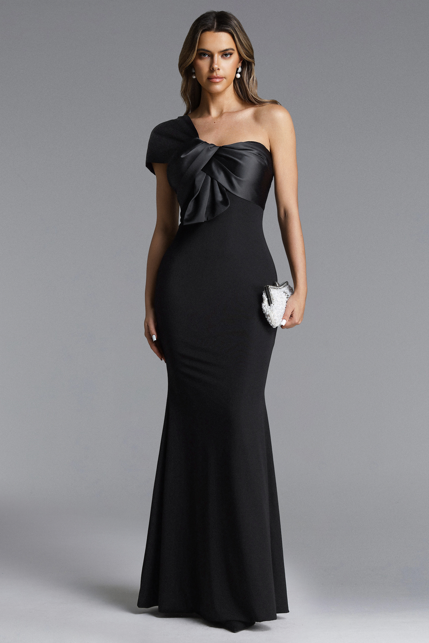 Milline Elegant Contour One Shoulder Twist Maxi Dress